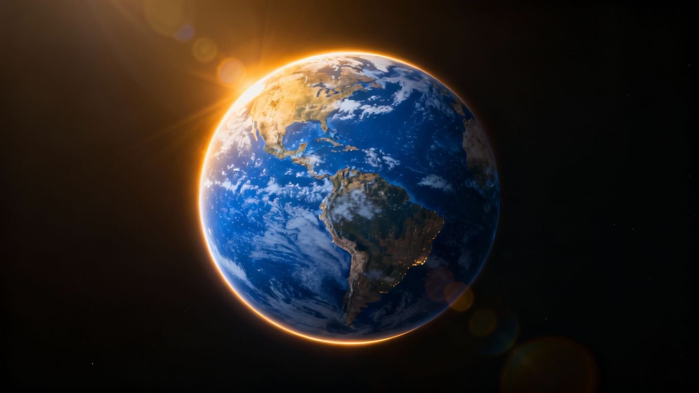 Terre vue de l'espace avec la couche d'ozone protectrice.