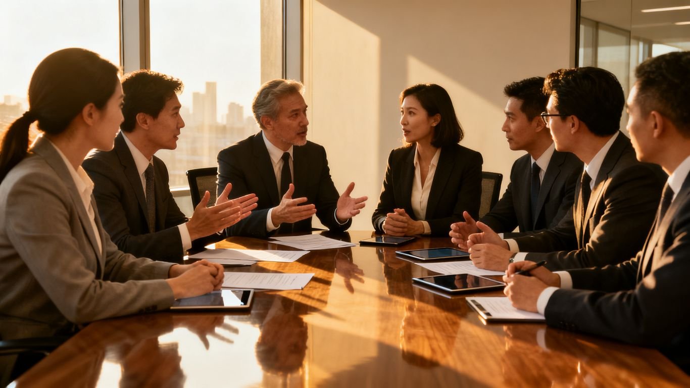 Réunion formelle, discussions et accords importants.